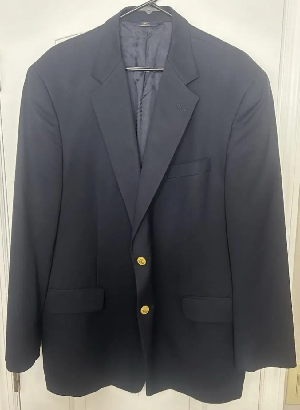 Brooks Brothers 346 Navy Wool Blazer Sport Coat 46R Gold Button 2 Button